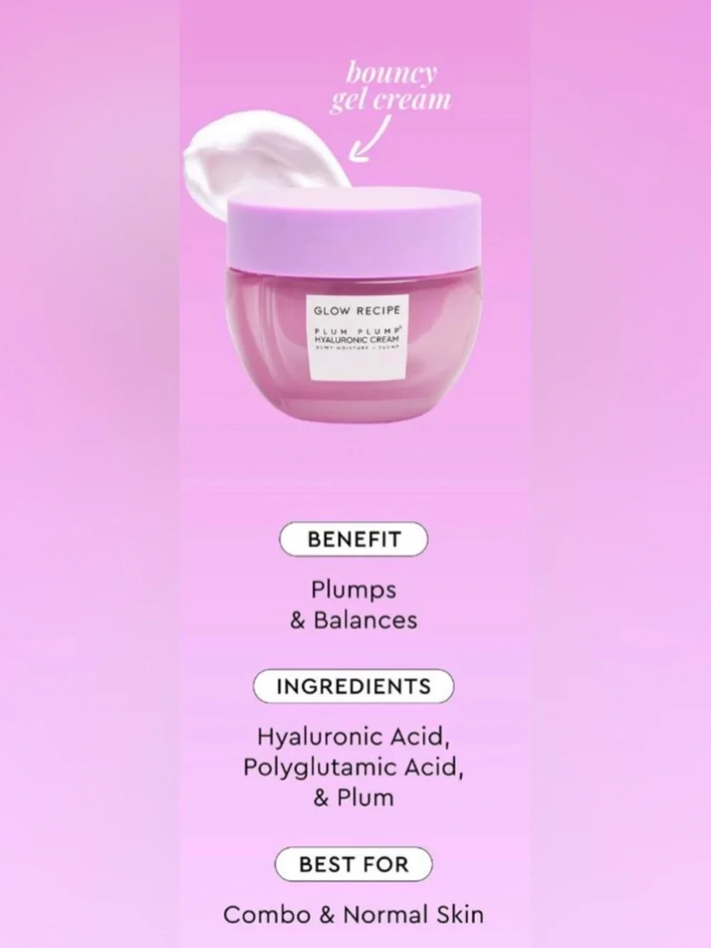 Glow Recipe Plum Plump Hyaluronic Cream Moisturizer NIB - Picture 5 of 5